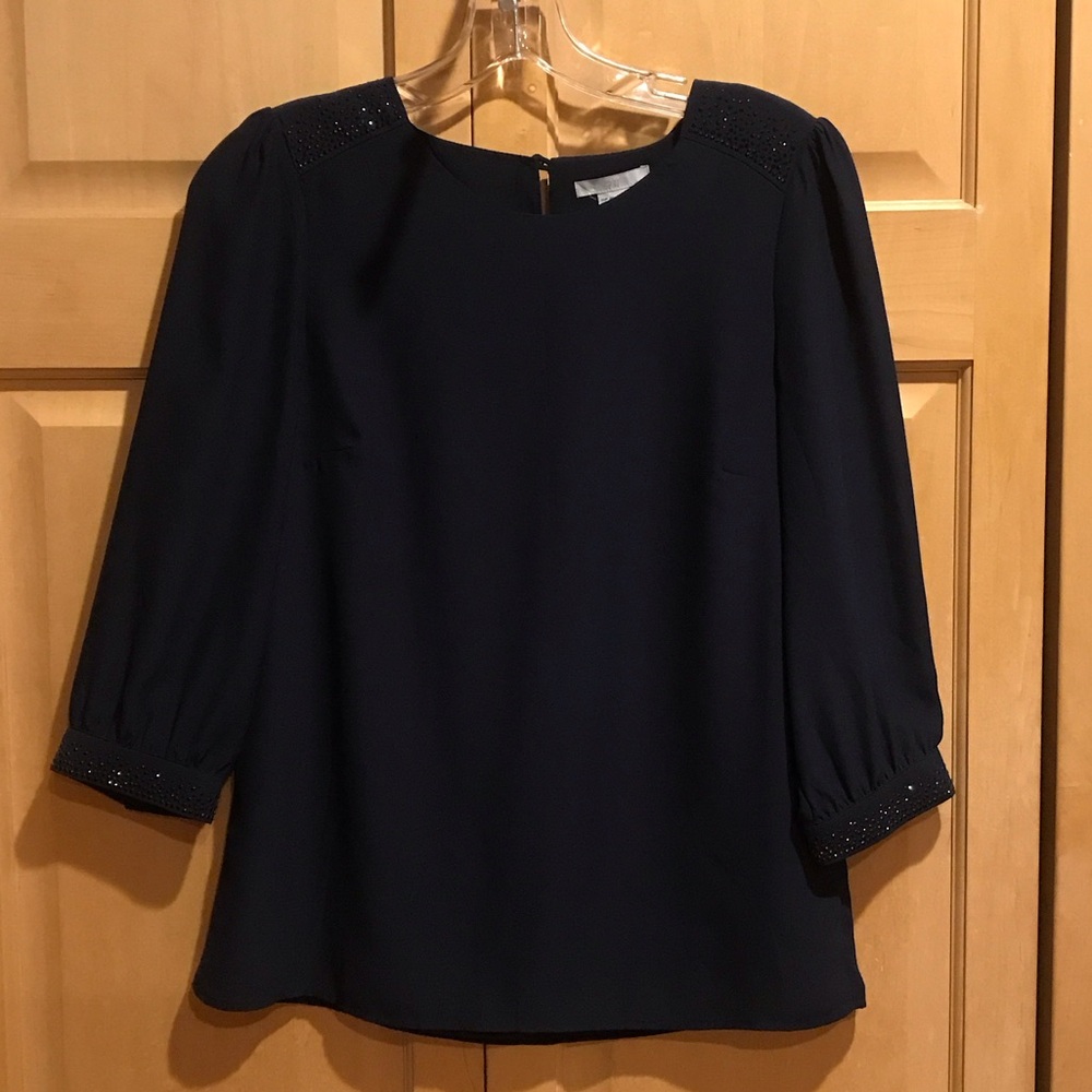 New H&M Navy Top with Sequin Detail